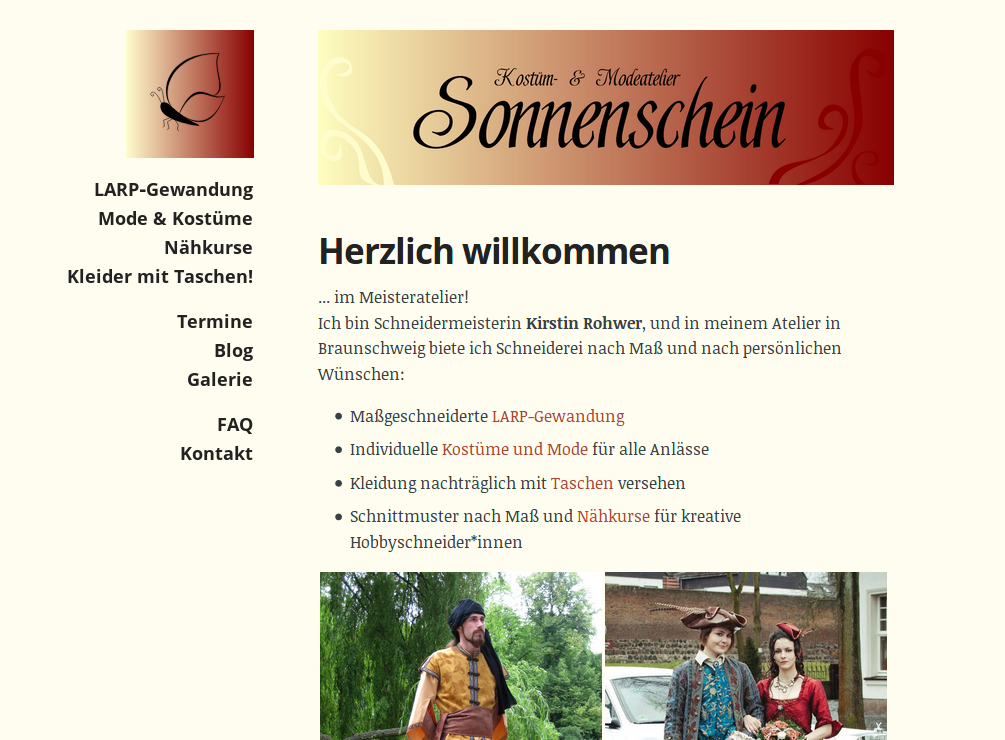 Screenshot of the Atelier Sonnenschein Website
