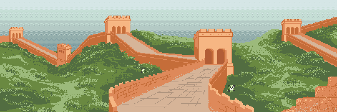 pixel art background picture: great wall of china