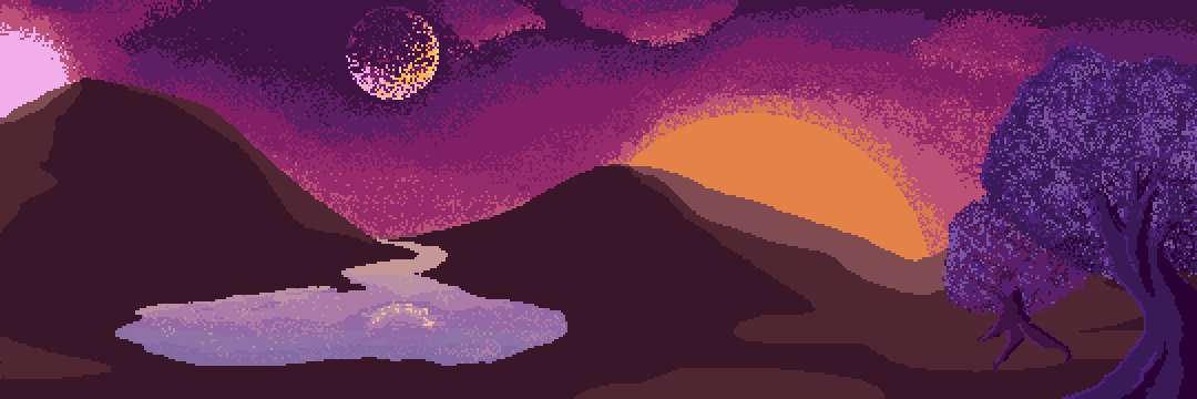 pixel art background picture: stone age landscape