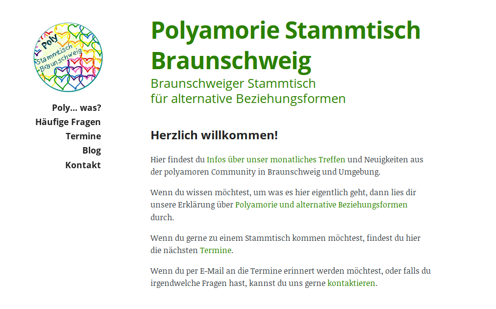Screenshot of the Polystammtisch Braunschweig Website